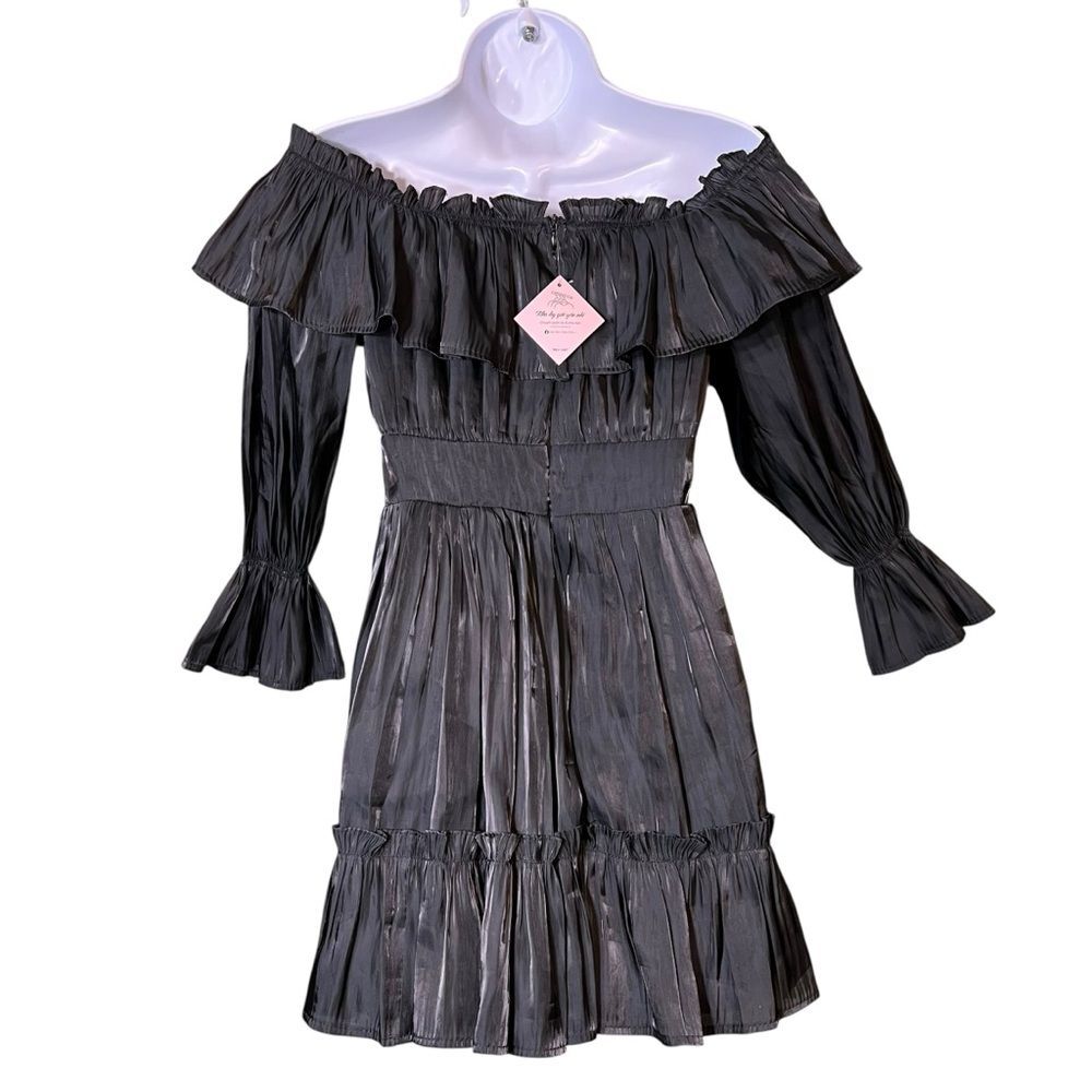 Vietnamese Mini Dress Off Shoulder Tiered Ruffle Long Sleeve Señorita - Picture 3 of 14